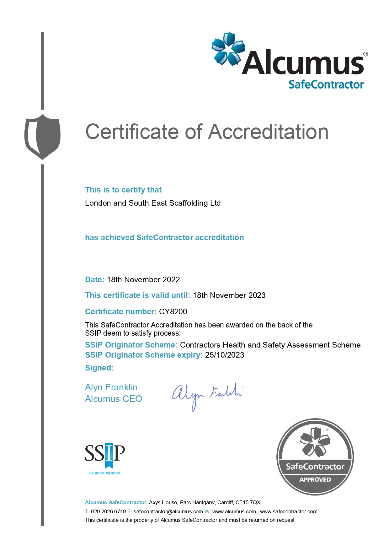 LSE SafeContractor Accreditation 2022