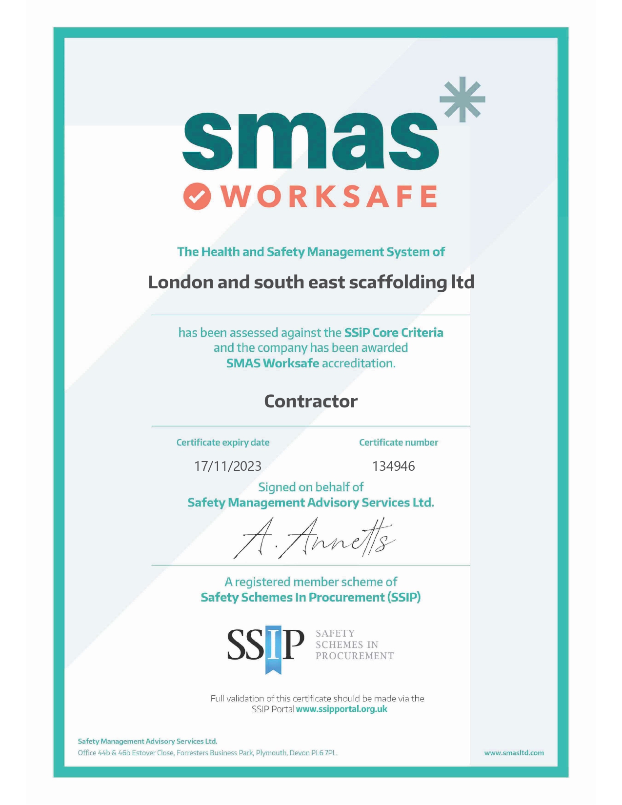SMAS Worksafe London Scaffolds